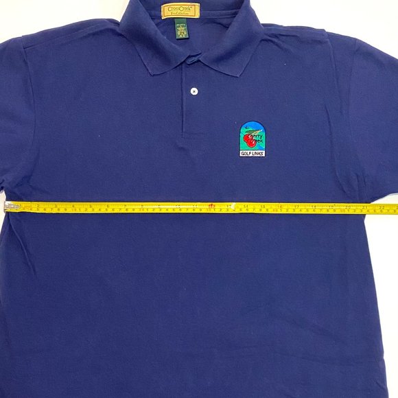 Vintage Cross Creek Cherry Creek Golf Links Cotton Navy Blue Polo Shirt Men's L - Picture 7 of 8